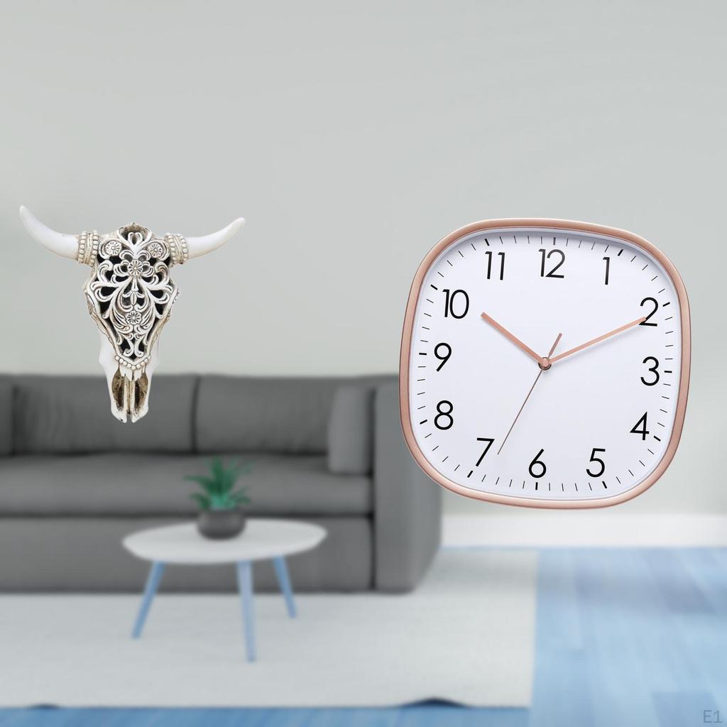 Vintage Bull Head Wall Clock Sculpture Art Hanging Decor for Farmhouse Bedroom Office Dining Room