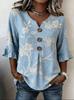 2026 Summer European & American Women's V-neck Cotton Linen Fashion Shirt