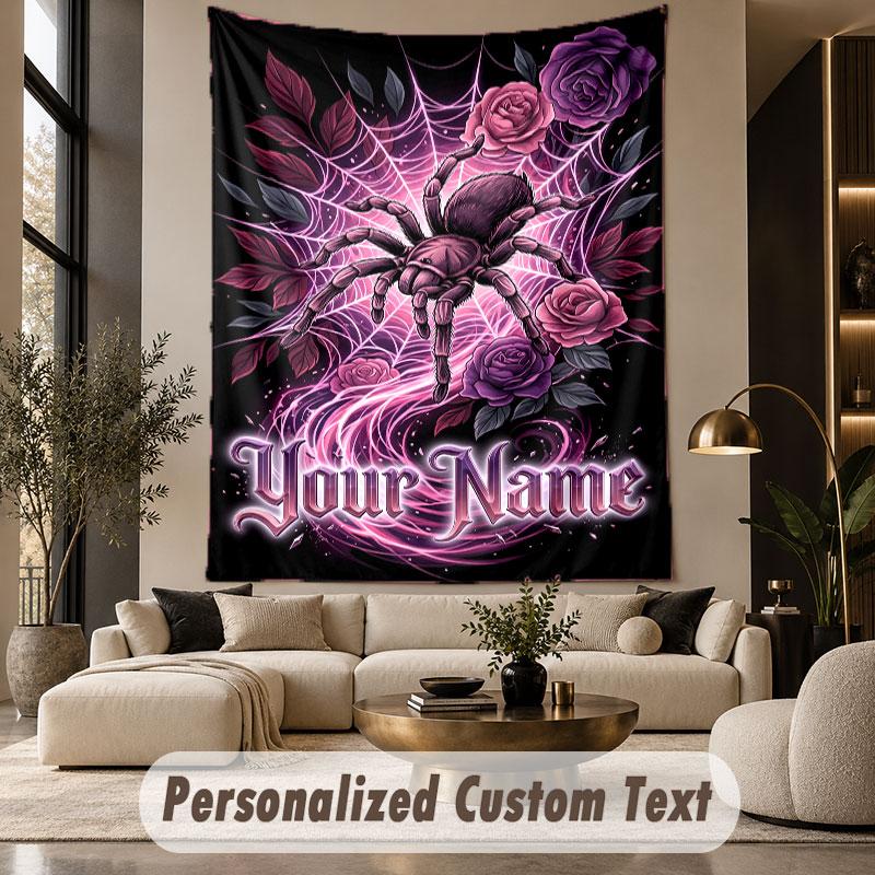 Floral Garden (784) Theme Wall Tapestry Customized With Name Text Personalized Hanging Tapestry For Bedroom Living Room Decor