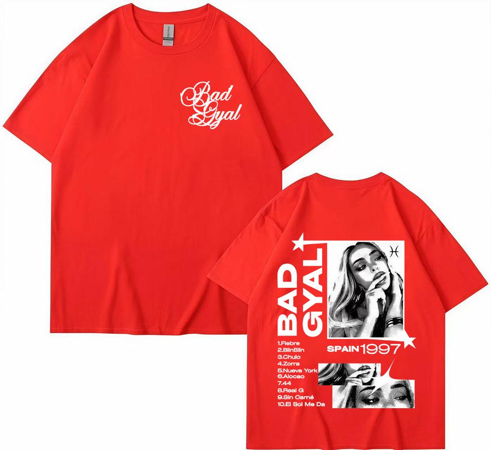 Singer Bad Gyal Album Tour 2025 Graphic T Shirts Unisex Women Vintage Hip Hop Classic Pop Music Tshirt High Quality Loose T Shirt