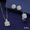 4-piece Sparkling Crystal Diamond Jewelry Set! Necklace, Ring, and Earrings, Finely Cut and Dazzling, Fashionable and Versatile