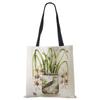 Plant Flowers Shopping Tote Bag Women Canvas Print Shoulder Bag Reusable Harajuku Large Capacity Travel School Handbag CLE