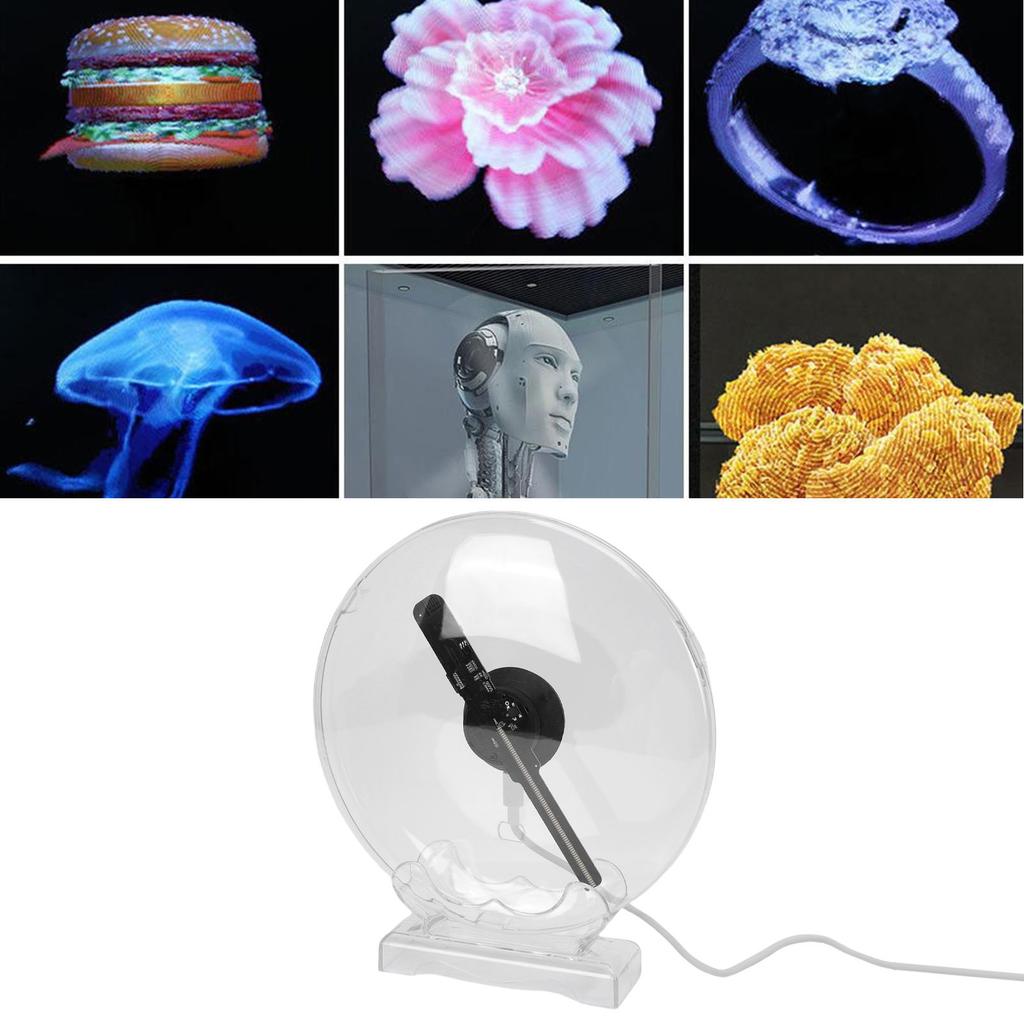 3D Hologram Fan Remote Control Advertising Display 3D Hologram Projector with 80 LED Bead Bluetooth Speaker for Commercial Store
