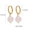 Fashion Natural Freshwater Pearls Pendant Earringd for Women Girl Gold Plated Stainless Steel Round Hoops Earring Charm Jewelry