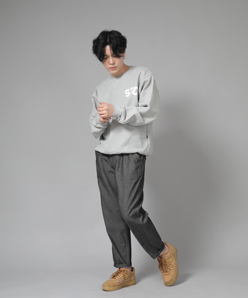 Seinteukeulu Bridgefill Elastic Waist Pants Bwd-324 Gray Black Denim Brs