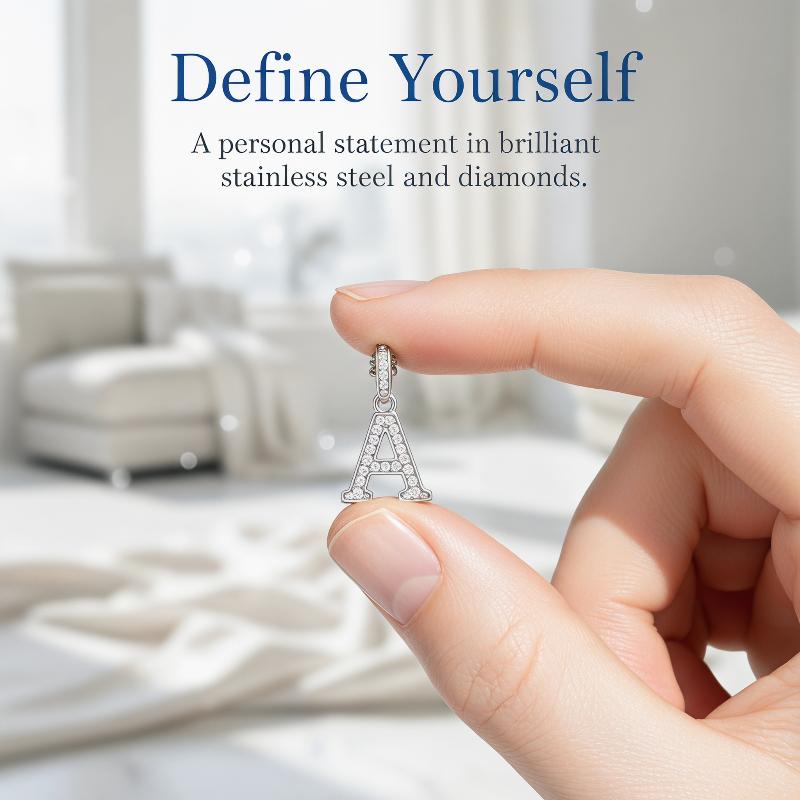 Women Shining Zircon A Z Letter Pendant Necklace 1Pcs Adjustable Clavicle Chain Personalized Jewelry for Birthday Present