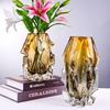 Creative Amber Gradient Glass Vase Hydroponics Flowers Pots Desk Decoration Flower Arrangement Floral Vases Modern Home Decor