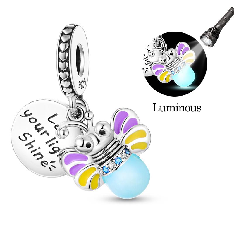 Fits Genuine Copper Charm Bead Luminous Firefly Charm For Women Beautiful DoItYourself Birthday Jewellery Gift