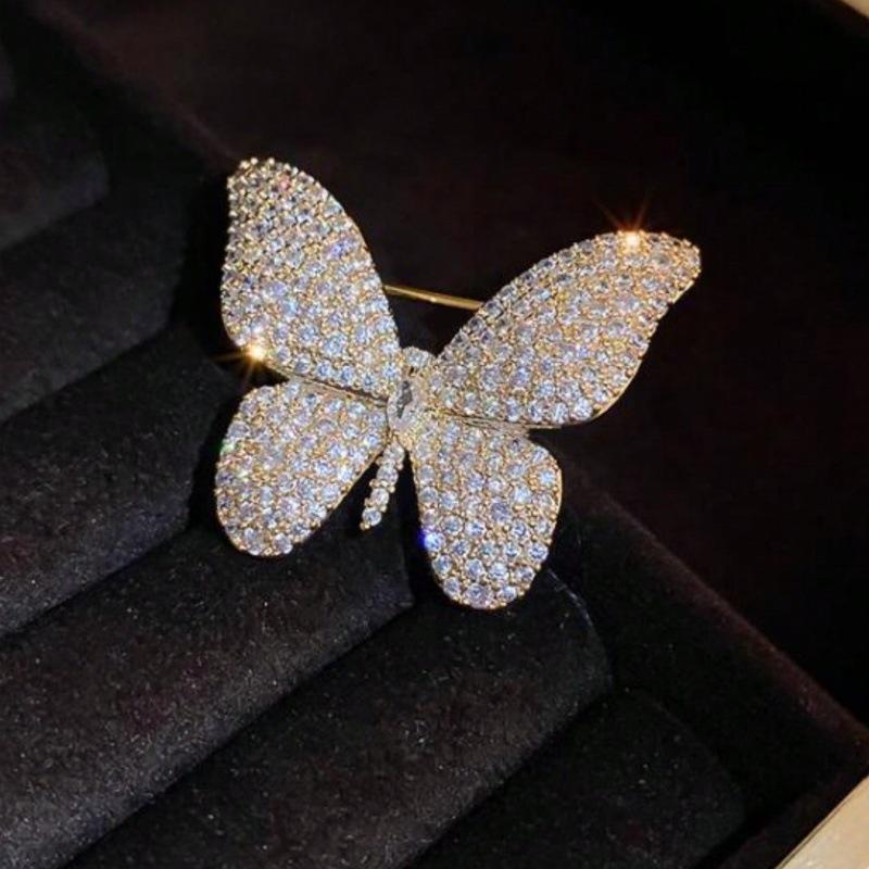 Korean High-End Rhinestone Butterfly Brooch - Trendy Fashion Accessory for Shirts and Suits