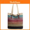Canvas Tote Bag For Women With Splicing Design And Zipper Closure For Daily Use