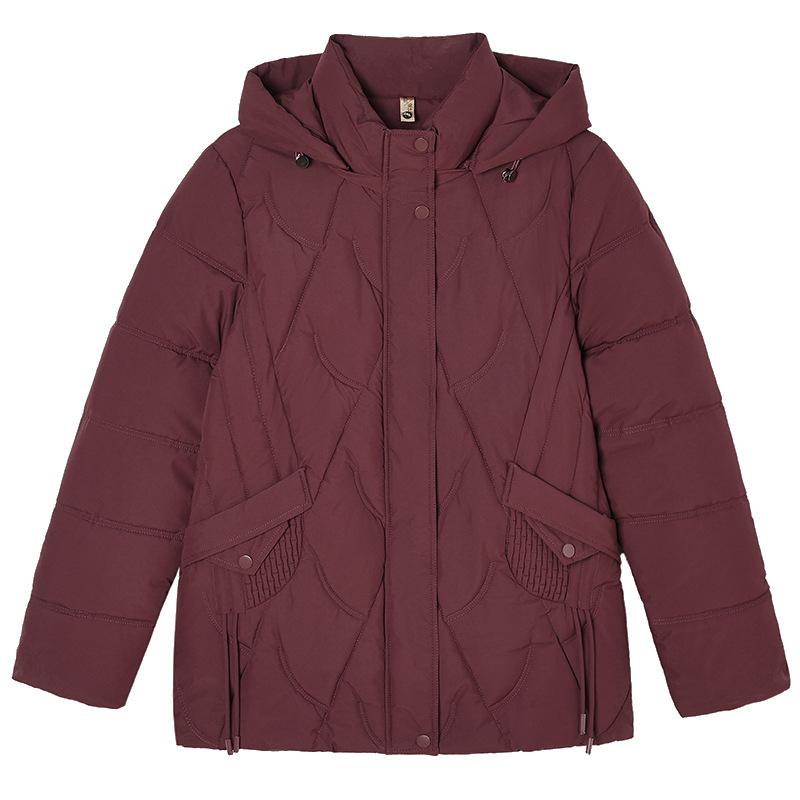 Fashion middle-aged and elderly women's down cotton-padded clothes New winter mother-padded jackets Thickened large-size hooded jackets
