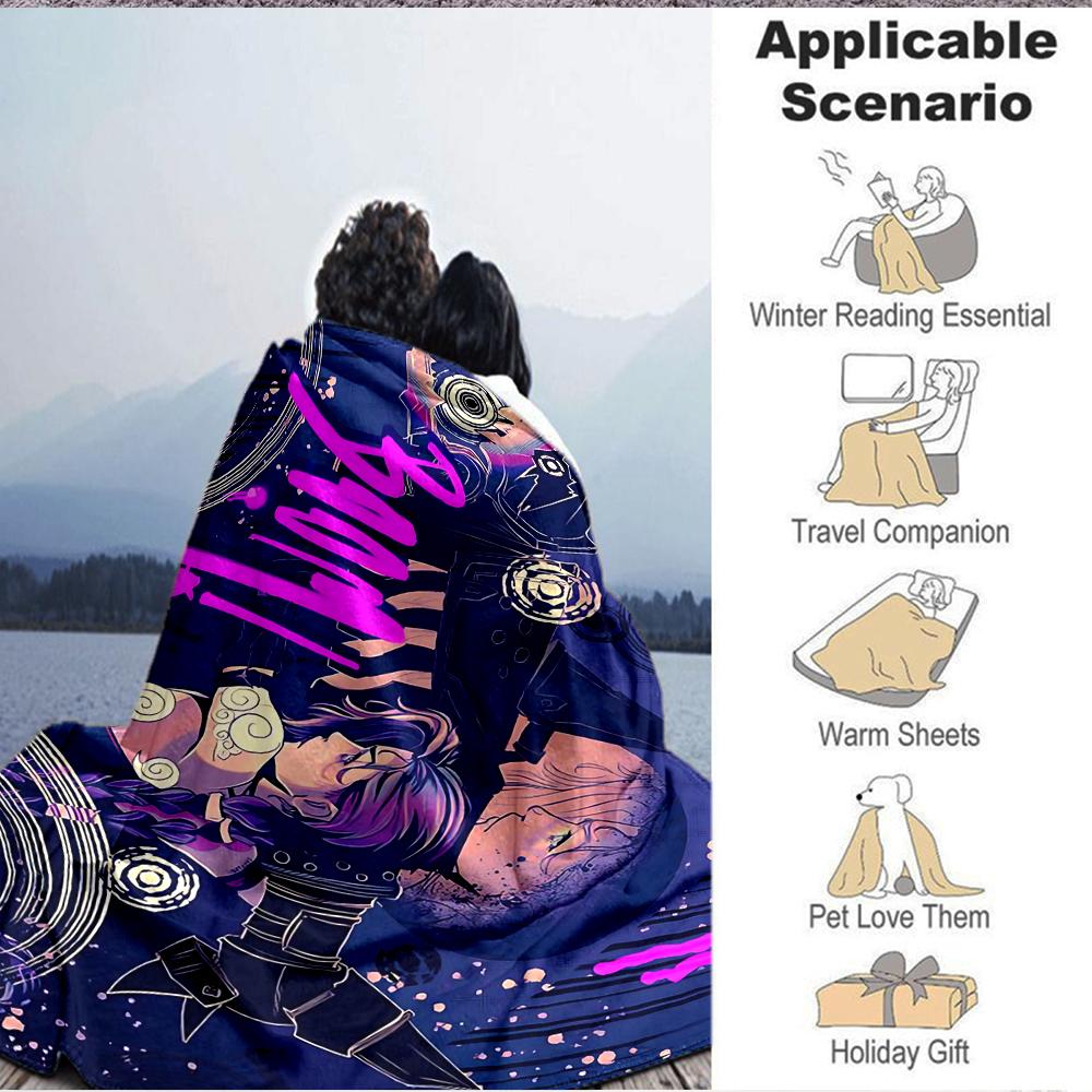 1Pc Space Adventure Journey Flannel Blanket, Soft And Comfortable, Casual Warm, Camping Travel, Christmas, Halloween Xmas Gift S1655