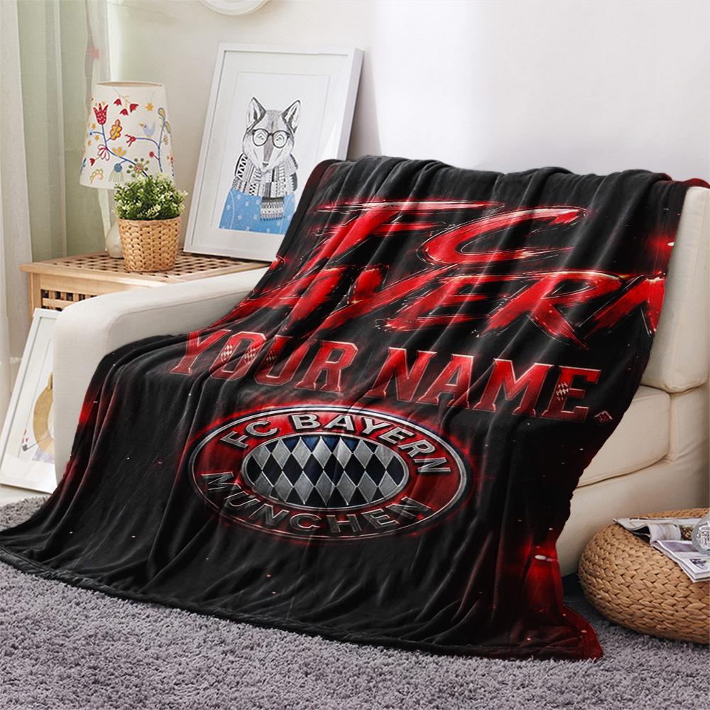 1PC Bayern Munich Fan Gear Custom Name Patterned Flannel Blanket Suitable For All Seasons For Home Decor Warmth And Comfort Gifts Holiday Present