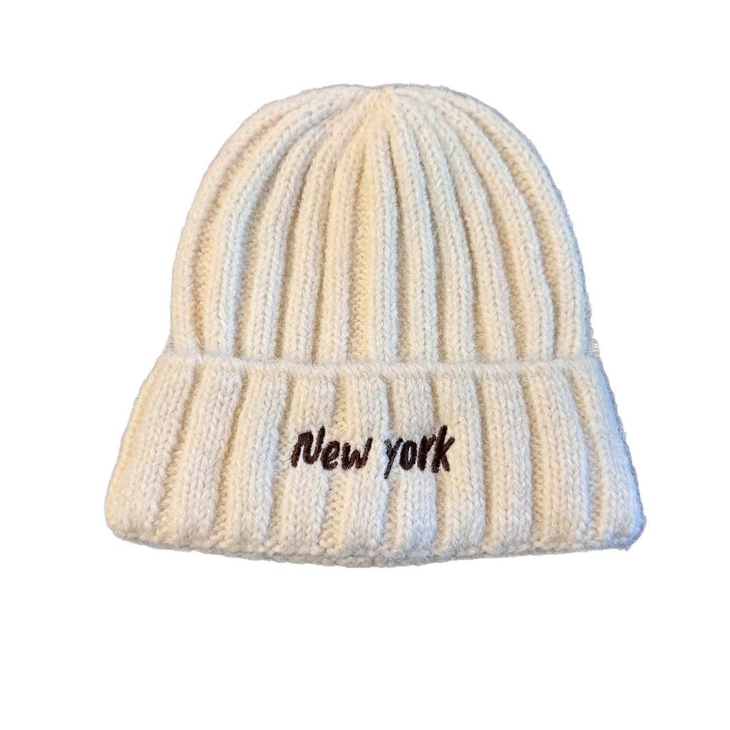 New York Lettering Knitted Hat With Windproof Warmth For Casual Gift Fashion
