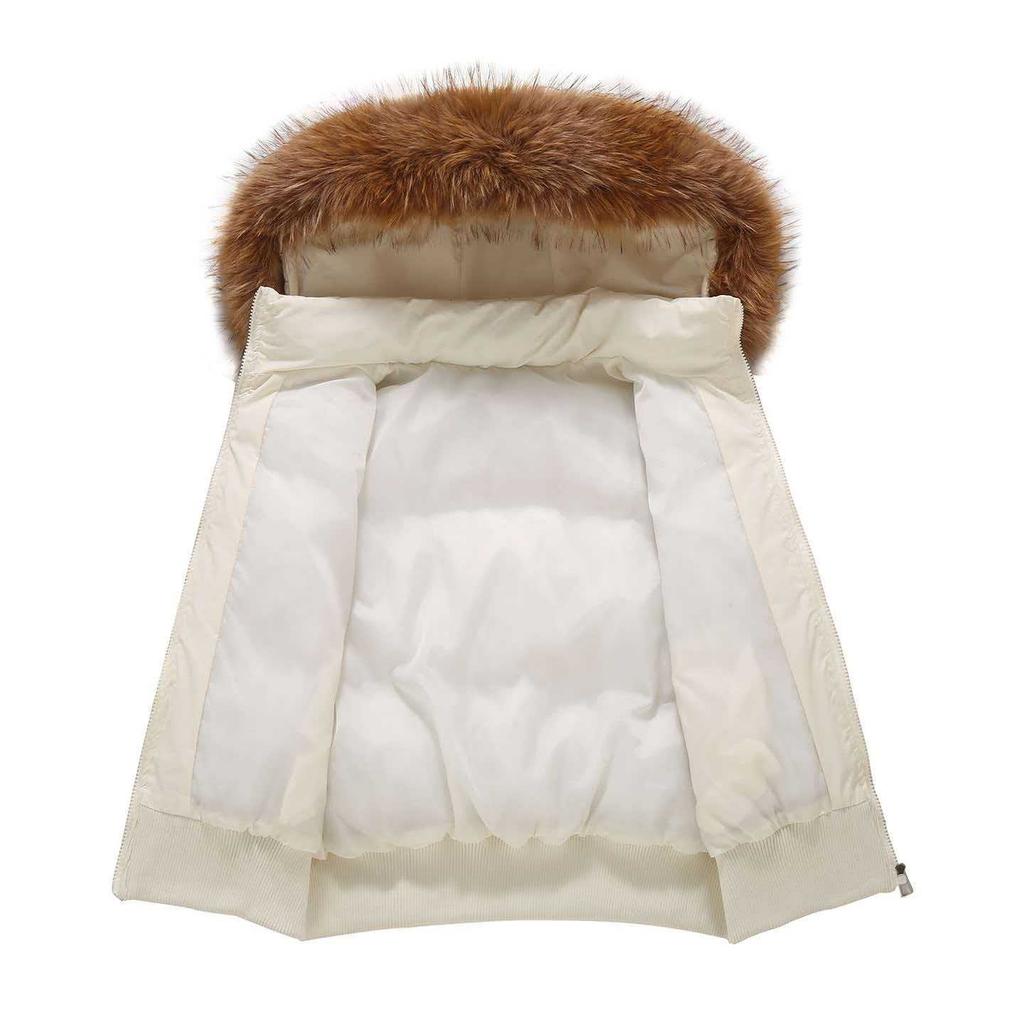 Winter New Women's Fashion Hooded Big Fur Collar Down Cotton Clothes Design Sense Bright Diamond Warm Cotton Jacket Cotton Coat Outside