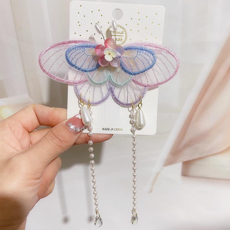 Ancient Style Children's Hanfu Hairpin with Tassel and Forehead Chain