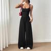 2026 European Spring/Summer Women's Casual Fashion Camisole Jumpsuit Set with Wide Legs