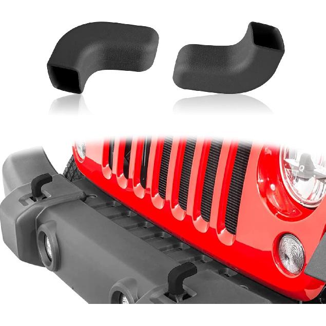 2 Pcs Bumper Tow Hook Covers, Red Tow Hook Protector, Compatible with Jeep Wrangler JK JL Gladiator TJ, Jeep Wrangler Accessories 2007-2022 Front 2PCS Black