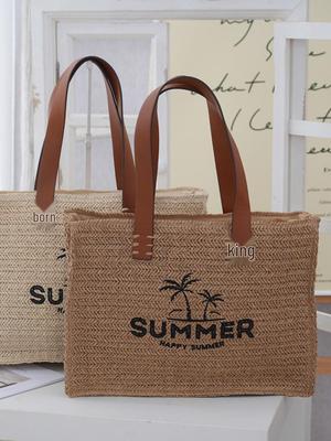 2025 New Fashion Large Woven Straw Tote: Women's Beach & Vacation Bag