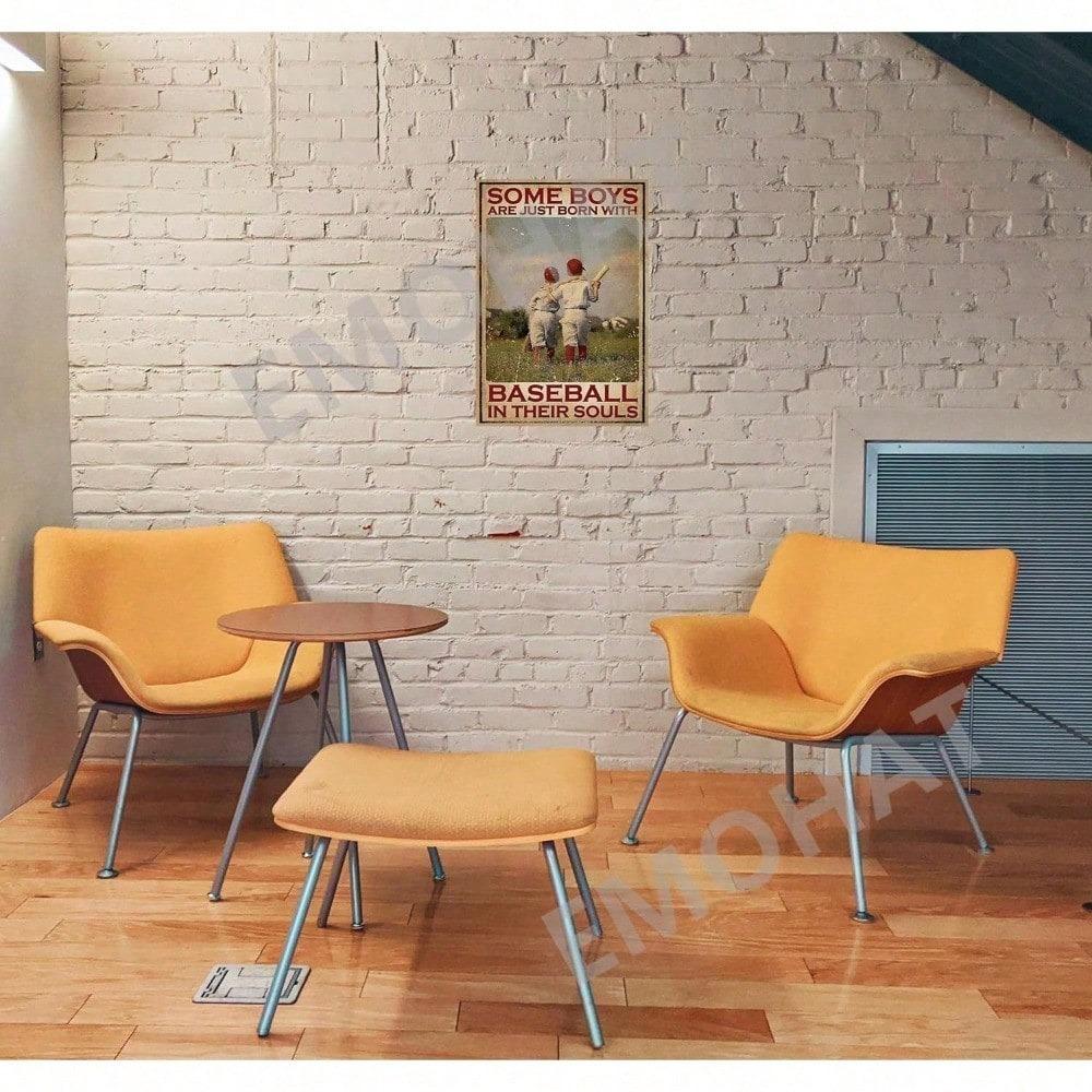 Vintage Baseball Tin Sign Metal Wall Art Decor Poster Boys Gym Garage