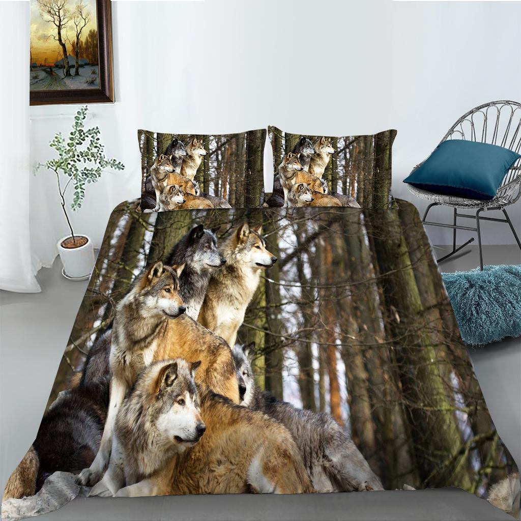 Fashion Wolf Digital Printing Bedding Two Or Three-Piece Set