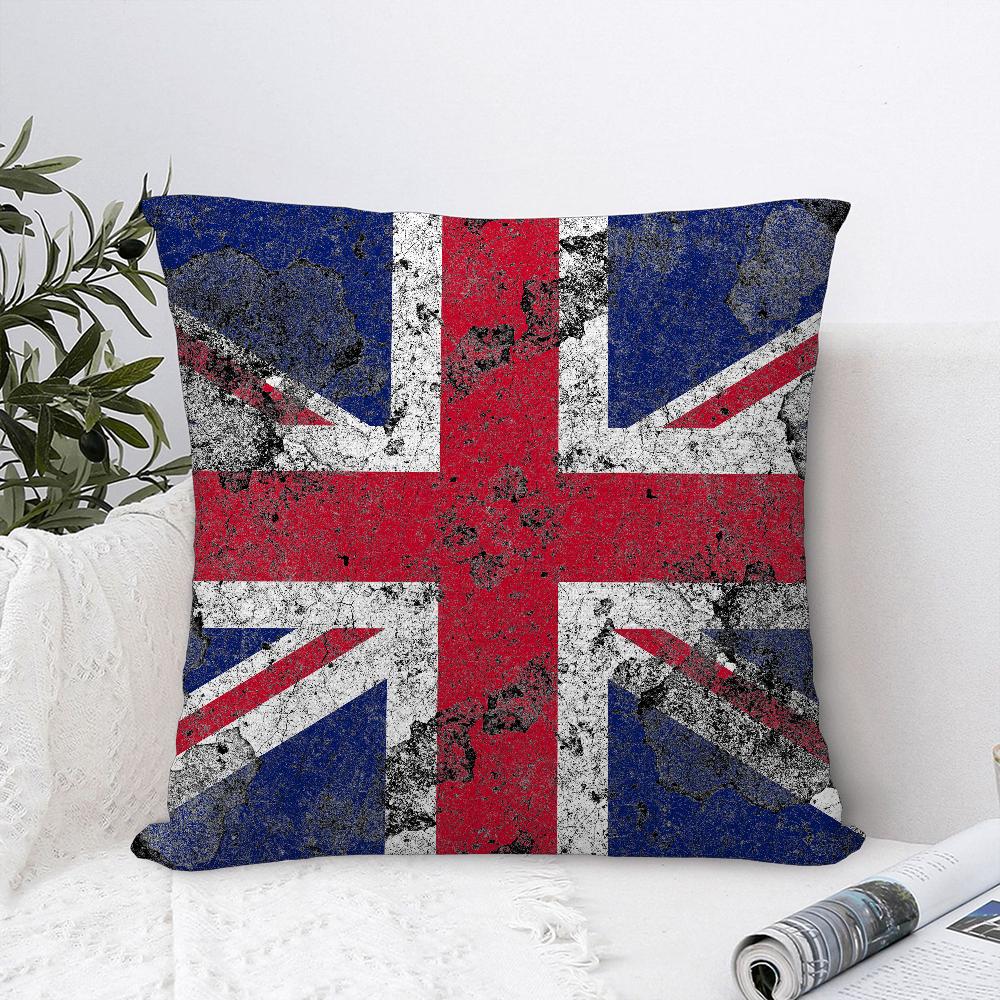 Union Jack Flag Pillow Case Plush Fabric Soft Pillowcase Double Sided Print Sofa Cushion Cover Throw Pillow Cover