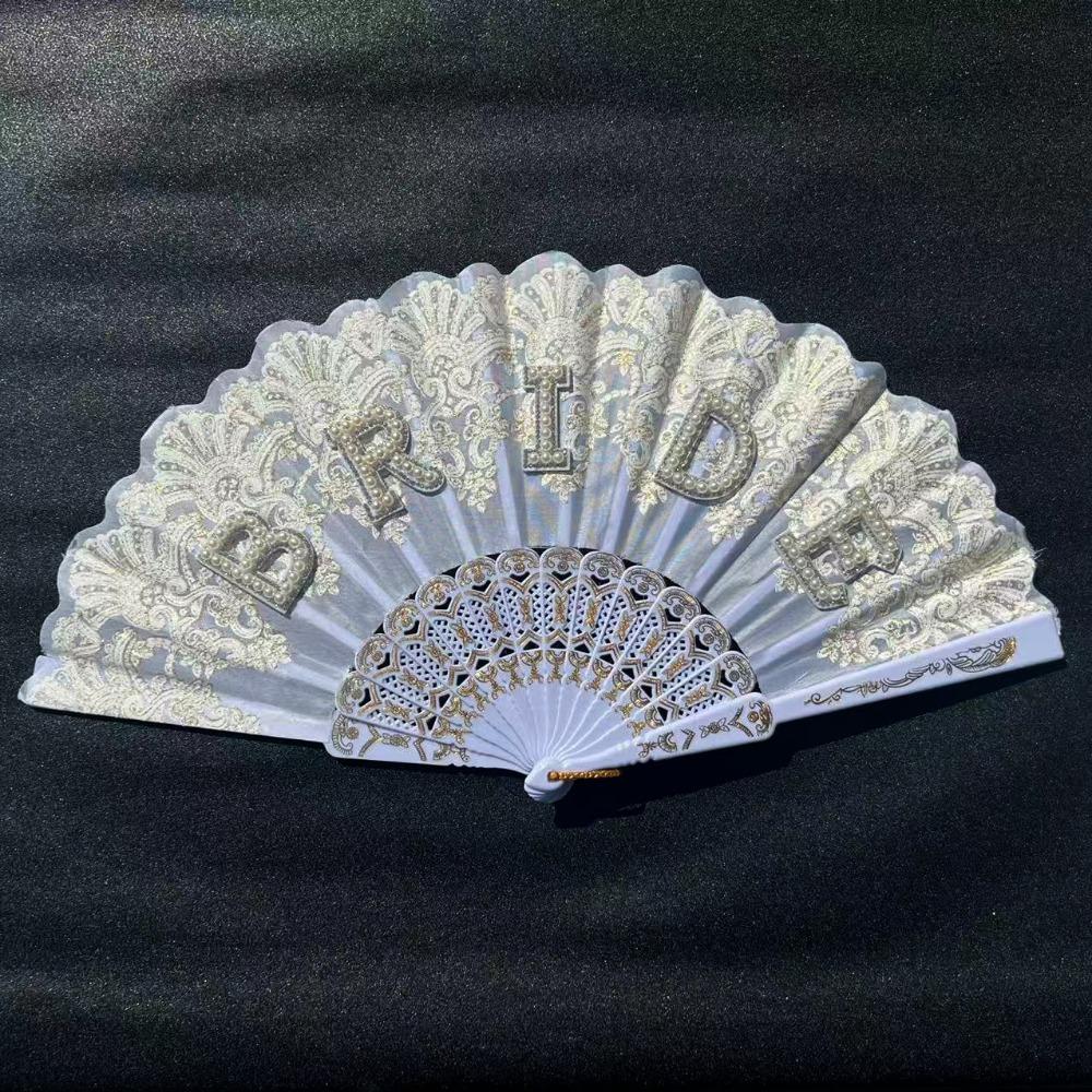 Элегантный винтажный веер кружевной разноцветный с белым мехом складной веер китайский стиль аксессуары для Ханьфу реквизит для фотосъемки