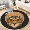 1pc Leopard Glasses Office Round Rug, Non-slip, Soft and Durable Office Rug for Interior Decoration, Perfect for Office,Decoration yy260204081