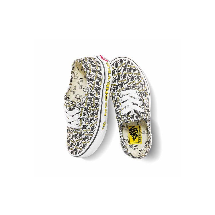 Mooneyes X Vans Authentic Casual Low Top Kids' Skateboarding Shoes Black White Yellow Children Aged 3 7 Years Old VN0A3UIVYB2