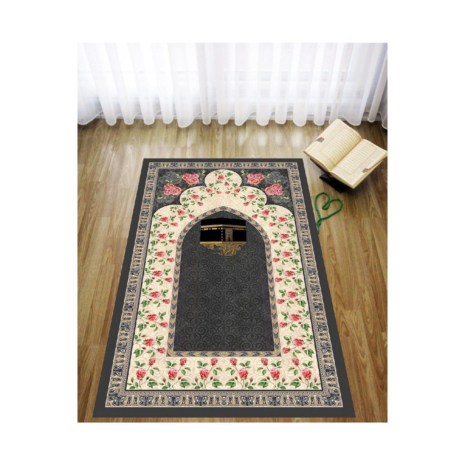 

Digital Printed Kaaba Patterned Velvet Textured Washable Non-slip Base Prayer Carpet Prayer Rug 80 x 120