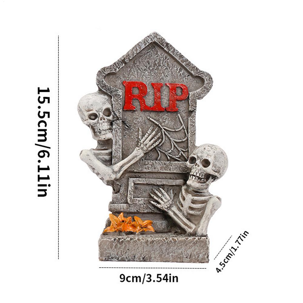 

Halloween Miniature Tombstones Statue Resin Tombstones Graveyard Gravestone Hand-Carved Graveyard Skull Scene Decor Party