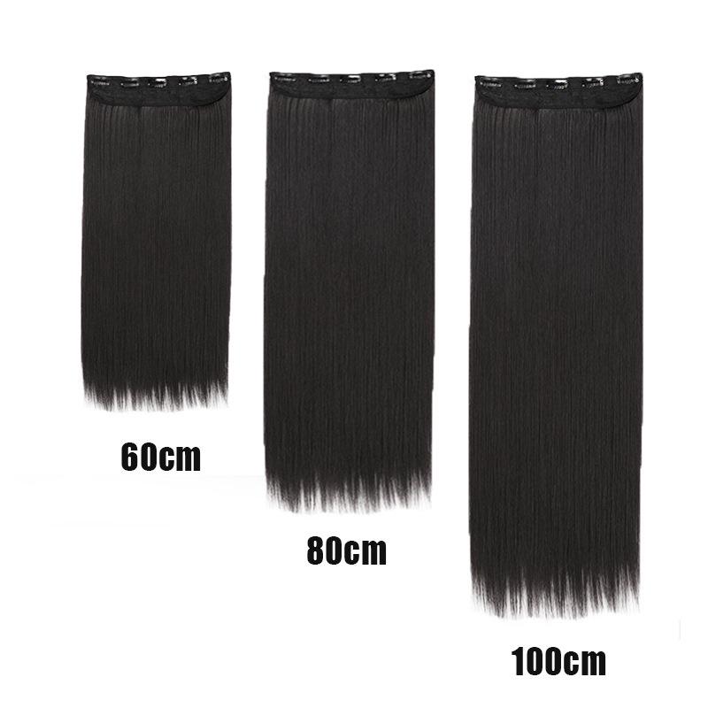 Seamless One-Piece Long Straight Hair Extension, 5-Clip, Ancient Costume Hanfu Style, Available in 60cm, 80cm, 100cm Lengths