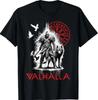 Valhalla Odin Wolf and Raven Viking Runes Norse Compass T-Shirt