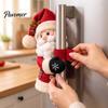 Christmas Appliance Handle Sets Santa Snowman Refrigerator Hugger, Cute Plush Cover Winter Kitchen Decor Accessories for Fridge Door, Indoor