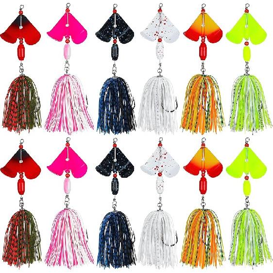 Bass Fishing Lures Kit Fishing Buzzbait Lure Bass Spinner Baits Kit Buzzbait for Bass Fishing Multicolor Swimbait Topwater Lure Hard Metal