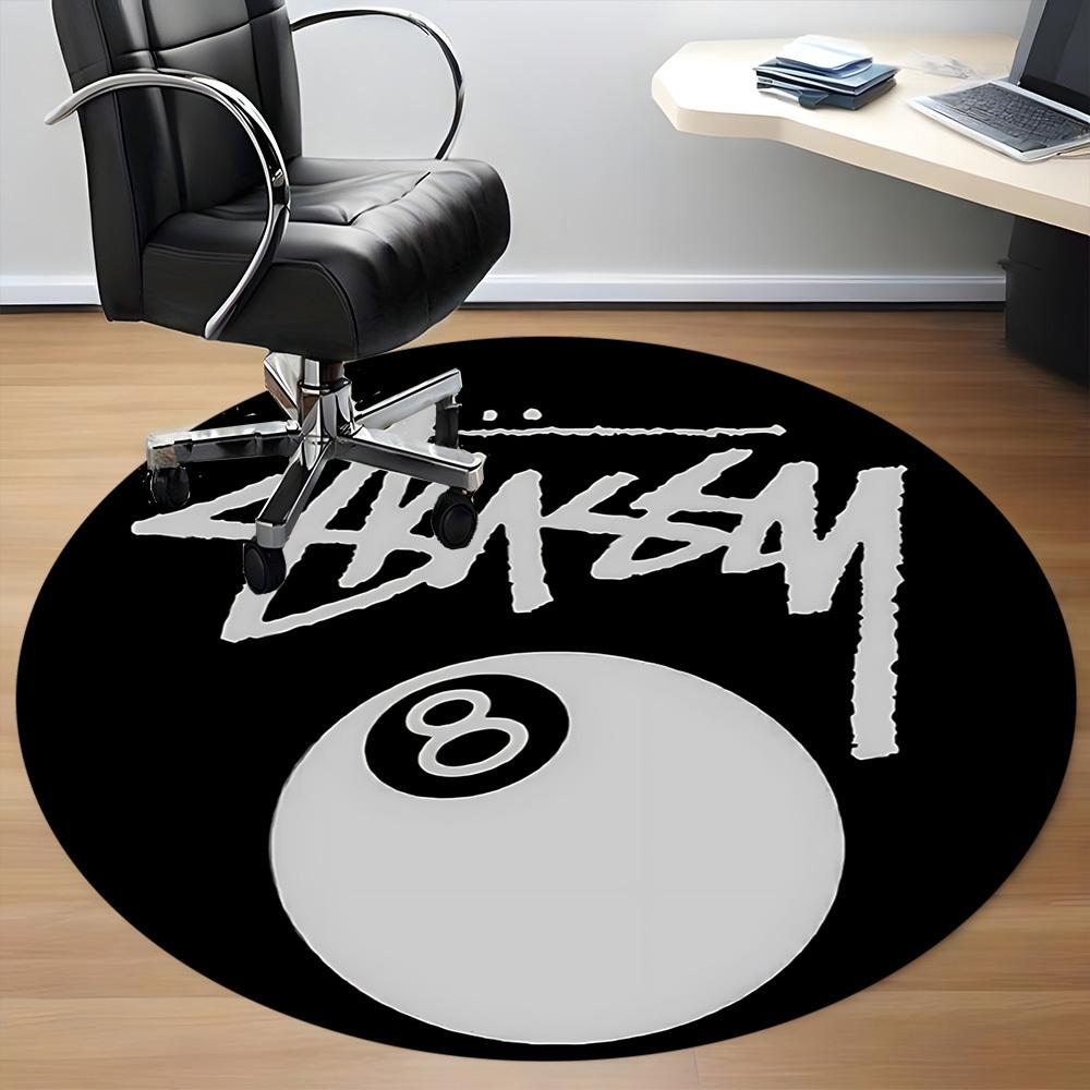 1pc Stussy, Eight-Ball Chair Carpet for Office - Indoor Non-Slip Washable Polyester Fiber Carpet, Soft Comfortable Mat For Office yy250928039