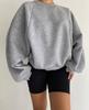 Felpa con scollo rotondo patchwork a maniche lunghe tinta unita versatile da donna 2024 Transfrontaliera