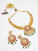 Gold-Plated Multi Stone-Studded & Beaded Temple Jewellery Set