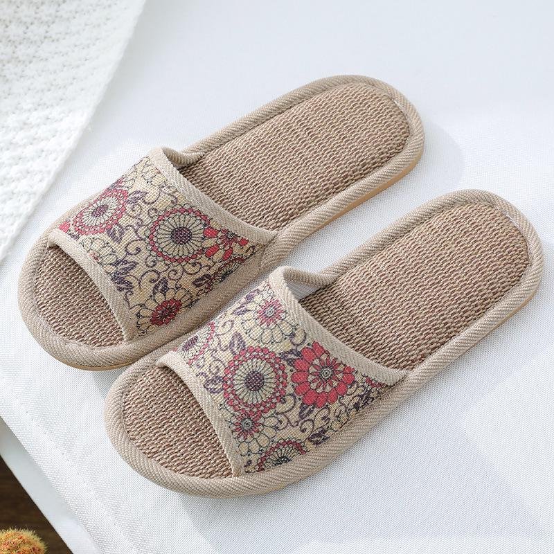 

2025 Women s Floral Anti-Slip Rattan Grass Linen Slippers - Cool Home Style 37-38 (fits 36-37)