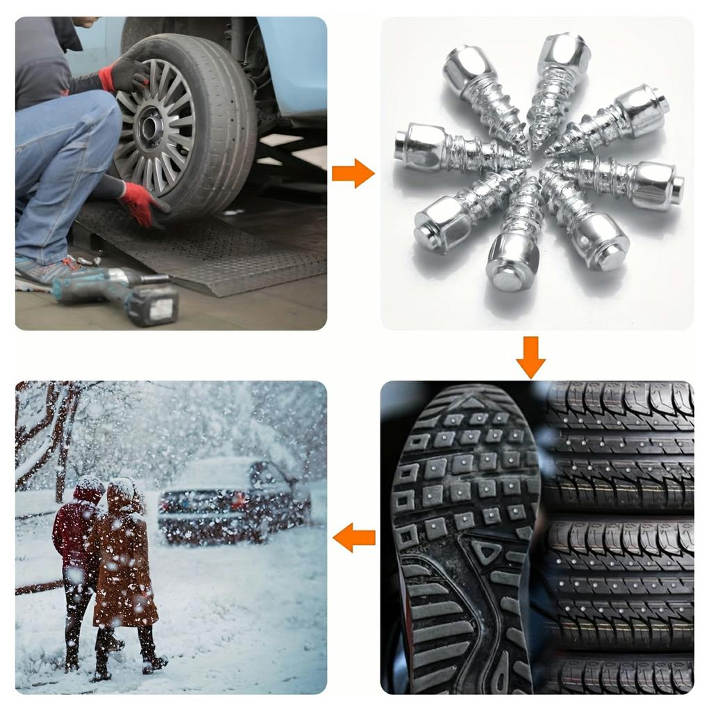 200Pcs 12 x 4mm Screw in Tire Studs Wheel Tyre Studs for Car Truck Motorcycle Bicycle Boot Tire Spikes