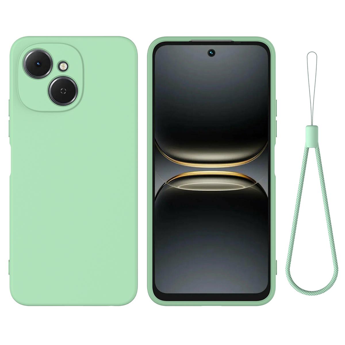 

For TECNO Spark 40C Liquid Silicone Case Phone Back Cover with Hand Strap Green