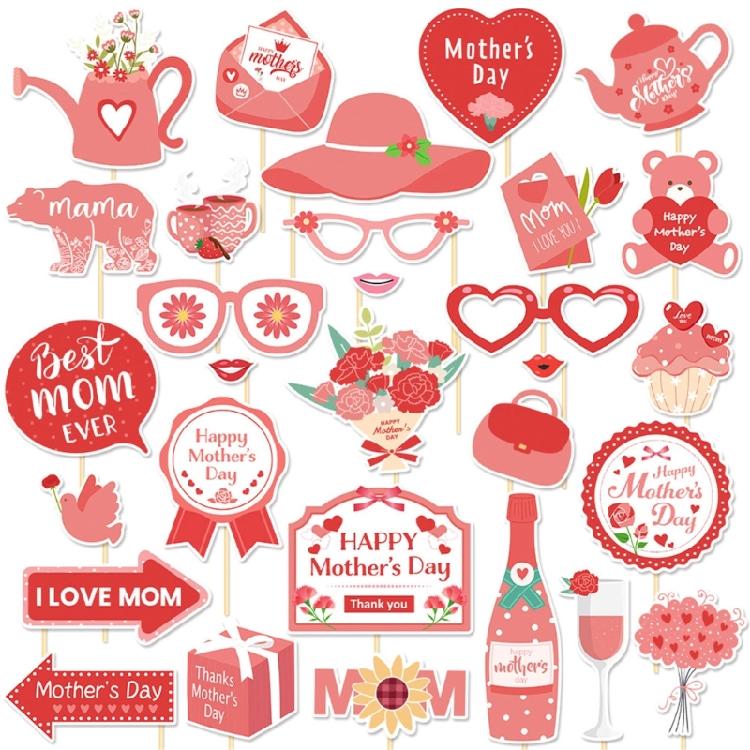 Mother's Day Party Photo Props Photography Paper Picture Frame and Accessories Party Supplies for Family Gathering