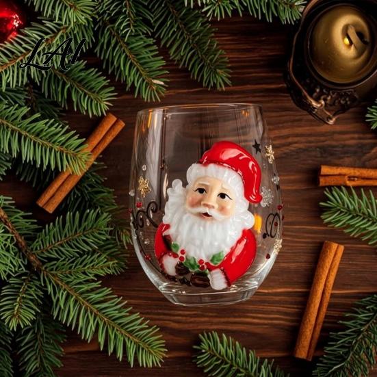 Langlebiges Heiß- und Kaltgetränkegeschirr Weihnachts-Stammloses Glas Tasse Weihnachtsmann Dekorative Trinkglas Einzigartiges Feiertags-Küchengeschirr Transparentes Wasser