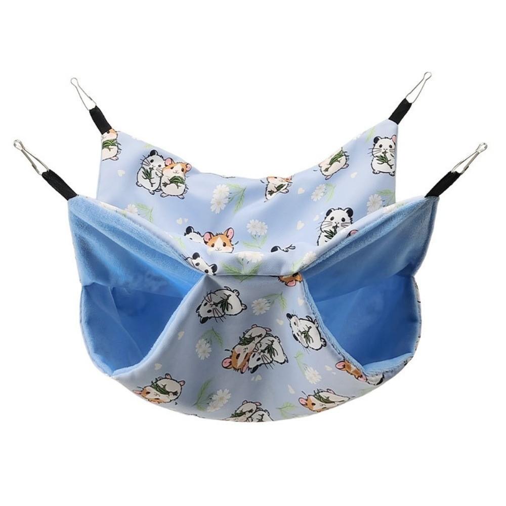 Double Layer Hamster Hammock Breathable Ferret Hammock Guinea Pig Hanging Hammock  For Hamster 29*29CM-Blue Hamster