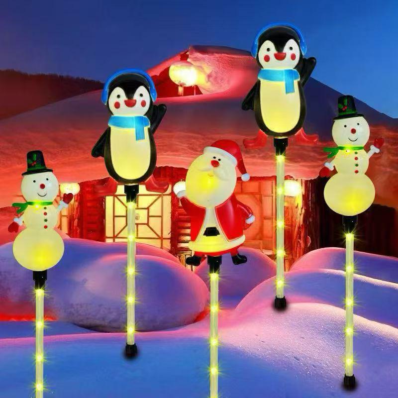 2025 Solar Weihnachts-Weihnachtsmann und Schneemann Leuchtende Lichterkette für Außendekoration