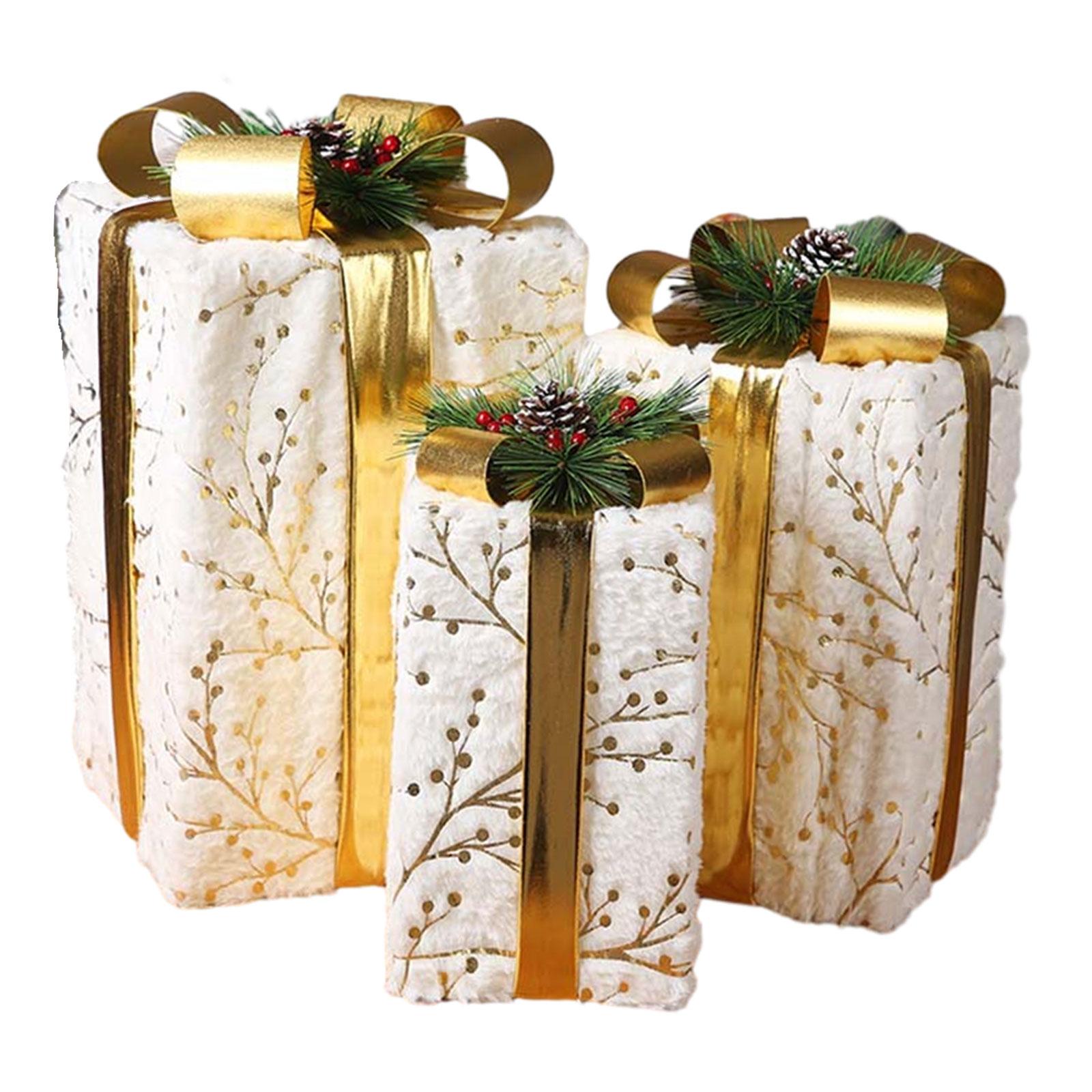 

3x Gift Boxes Christmas Decoration Xmas Tree Skirt Ornament Present Boxes for Showcase Festival Party Christmas Tree Home Decor