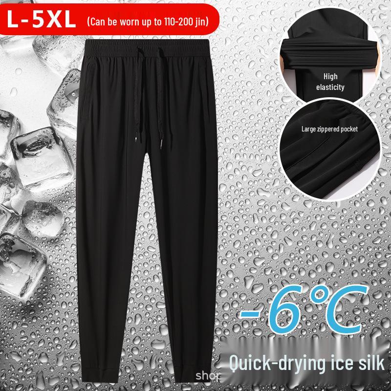 Herren Schnelltrocknende Eisseiden-Sporthose - Atmungsaktiv, Hochelastisch, mit Bündchen und auf Lager für den Sommer.