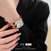 European & American Pleated Metal Bangle: Elegant Cold-Style Bracelet with High-End Luxury Design