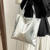Bolsas Tote Brilhantes para Mulheres Moda Alta Capacidade Bolsa de Compras PU Couro Bolsas Brilhantes Casual Feminina Bolsa de Ombro para Meninas