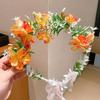 Summer Flower Crown for Women and Girls Beach Traveling Hair Accessories Floral Headbands Super Fairy Ribbon Hairbands Tiaras